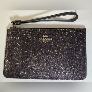 NWOT - Coach Wristlet - Black and Silver with Star Glitter - F38641- No. G1892